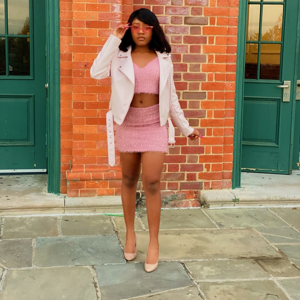 A top and mini skirt